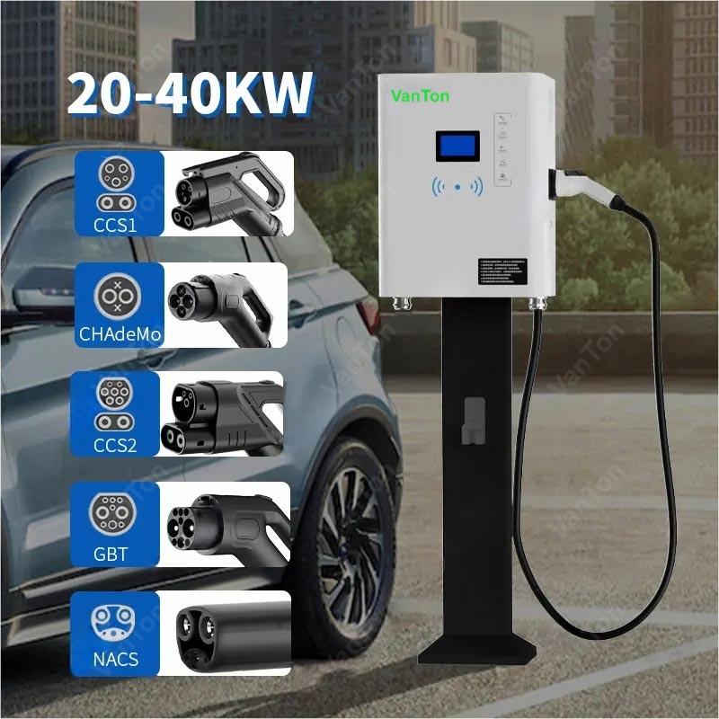 Pile de charge rapide DC EV de type mural 40KW IP54 avec un seul pistolet